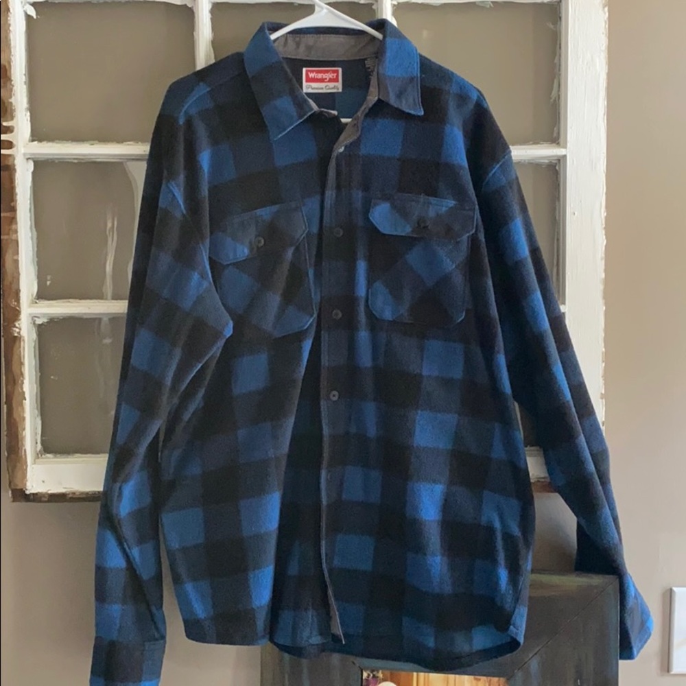 Blue and black button down